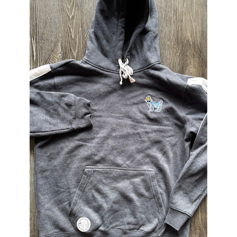 GOAT USA Hoodie Mens Large Gray Excellent Embroidered Mascot Racing Stripe